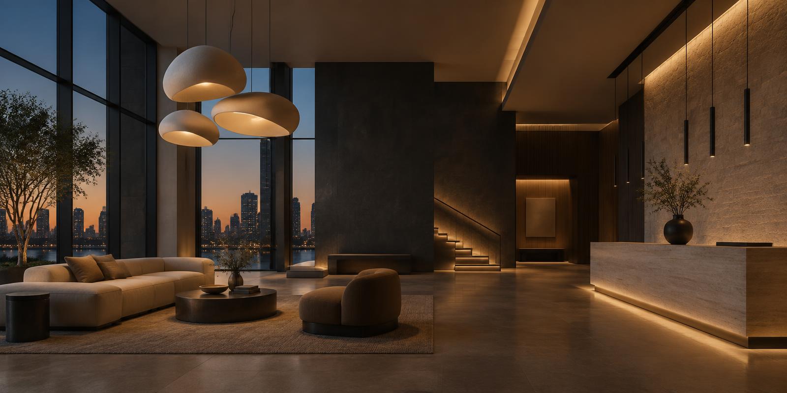 Espace commercial illuminé par des luminaires architecturaux
